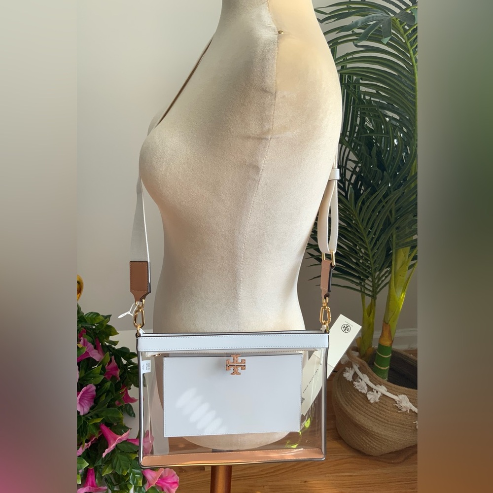 NWT TORY BURCH BLAKE CLEAR WHITE/NATURAL SWINGPACK CROSSBODY BAG - Picture 2 of 9